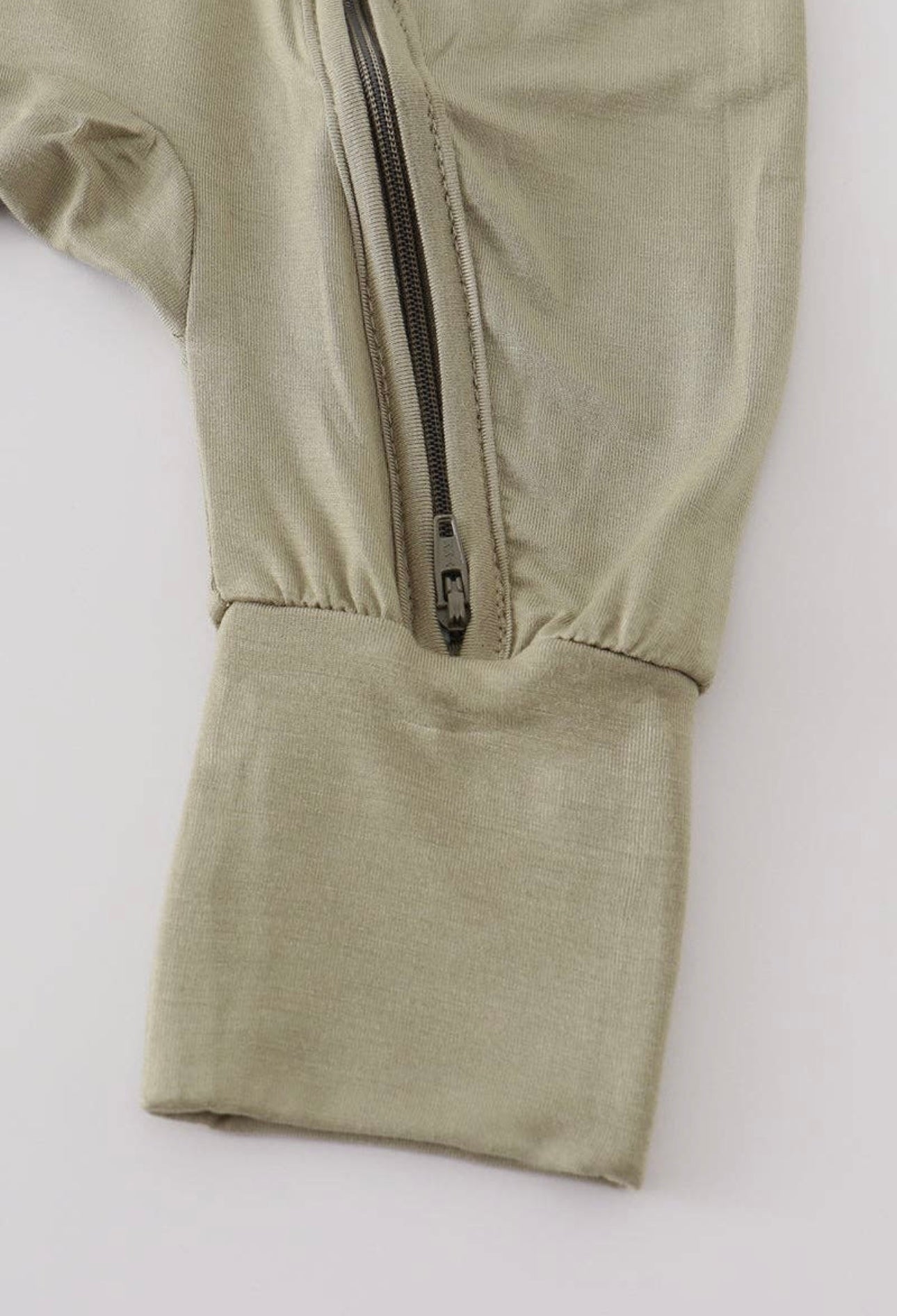 Sage Zipper Romper with Hat