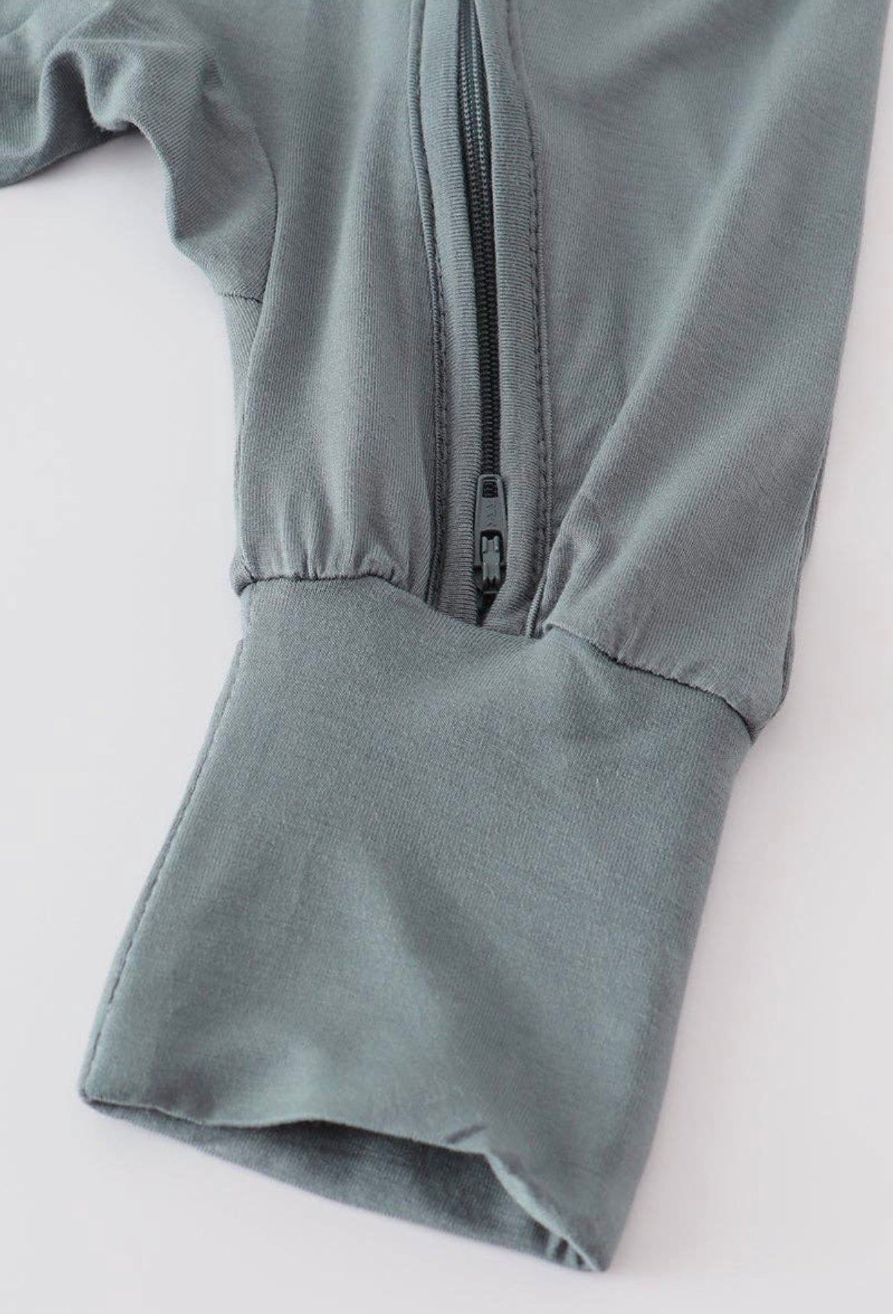 Bamboo Zipper Romper with Hat - Charcoal Blue