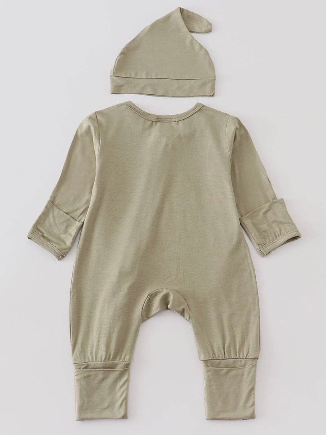 Sage Zipper Romper with Hat