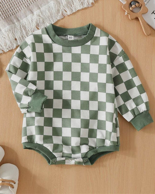 Checkered Romper - Green