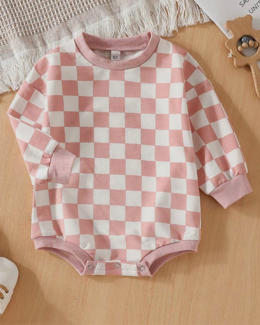 Checkered Romper - Pink